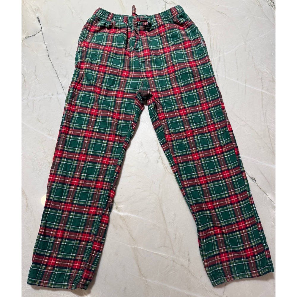 Eddie Bauer Mens Green Red Plaid Flannel Lounge Pants Pajamas Size Tall M #142
